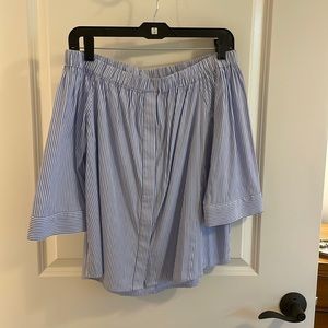 Whistles Blue and White Striped Off Shoulder Blouse